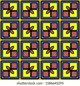 Color decorative seamless pattern with geometric ornamnet. Vector illustration.