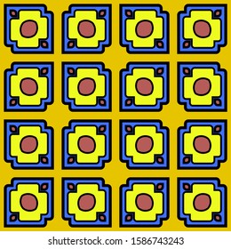 Color decorative seamless pattern with geometric ornamnet. Vector illustration.