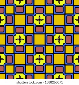 Color decorative seamless pattern with geometric ornamnet. Vector illustration.