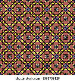 Color decorative seamless pattern with geometric ornamnet. Vector illustration.