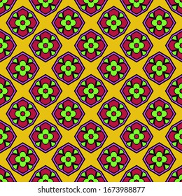 Color decorative seamless pattern with geometric ornamnet. Vector illustration.