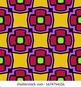 Color decorativo sin fisuras con adornos geométricos. Ilustración vectorial.