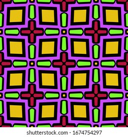 Color decorative seamless pattern with geometric ornamnet. Vector illustration.