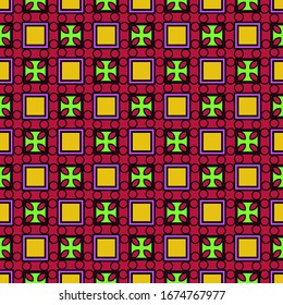 Color decorative seamless pattern with geometric ornamnet. Vector illustration.
