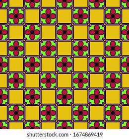 Color decorative seamless pattern with geometric ornament. Vector illustration.