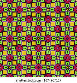 Color decorative seamless pattern with geometric ornamnet. Vector illustration.