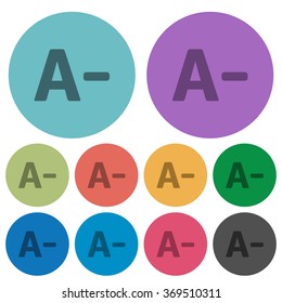 Color decrease font size flat icon set on round background.