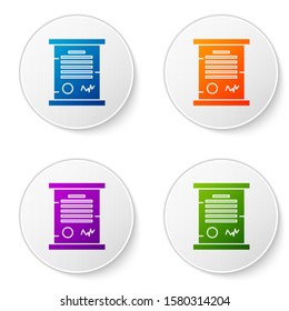 Color Decree, paper, parchment, scroll icon icon isolated on white background. Set icons in circle buttons. Vector Illustration