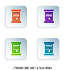 Color Decree, paper, parchment, scroll icon icon isolated on white background. Set colorful icons in square buttons. Vector Illustration
