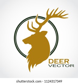 color deer profile circle design logo