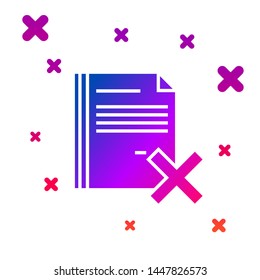 Color Delete file document icon isolated on white background. Rejected document icon. Cross on paper. Gradient random dynamic shapes. Vector Illustration