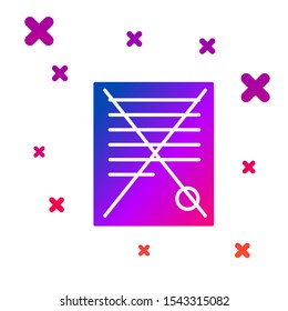 Color Delete file document icon isolated on white background. Rejected document icon. Cross on paper. Gradient random dynamic shapes. Vector Illustration
