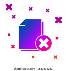 Color Delete file document icon isolated on white background. Rejected document icon. Cross on paper. Gradient random dynamic shapes. Vector Illustration