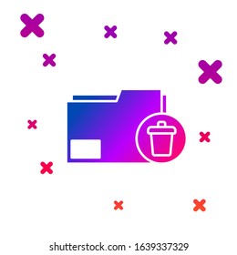 Color Delete folder icon isolated on white background. Delete or error folder. Close computer information folder. Gradient random dynamic shapes. Vector Illustration