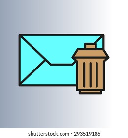 color delete icon cleaning message, letter, e-mail, SMS, email, mail