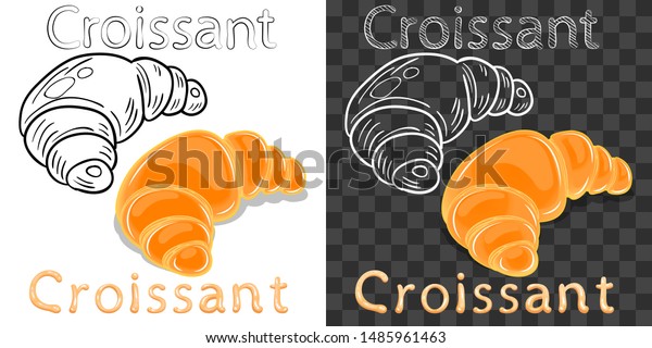 Color Delicious Croissant White Black Sketch Food And Drink