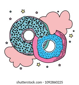 color delicious donuts with cloud pop art