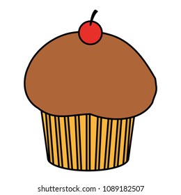 color delicious muffin bakery dessert with cherry