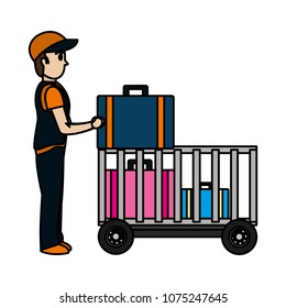color delivery man with luggage container service