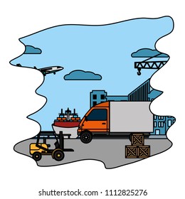 color delivery service transportation and pulleys construction