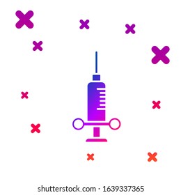 Color Dental medical syringe with needle icon isolated on white background. Gradient random dynamic shapes. Vector Illustration