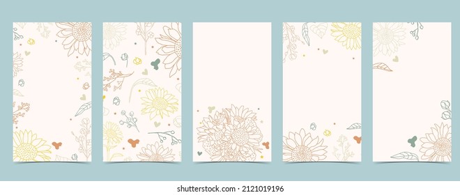 Color design background for social media with flower, leaf,shape