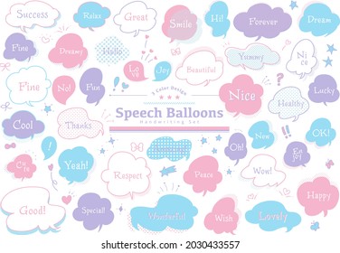 Color Design Cute handwritten speech bubble set