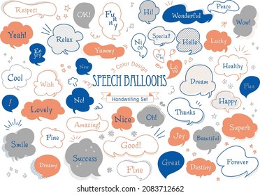 Color Design Cute handwritten speech bubble set