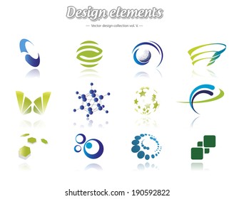 Conjunto de elementos de diseño de color, aislado en blanco, ilustración vectorial