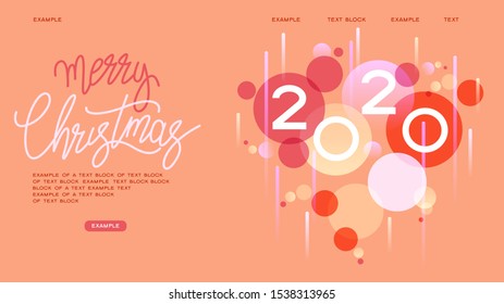 Color design with numeral 2020 and circles. Web Banner. Page template.