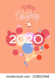 Color design with numeral 2020 and circles. Web Banner. Page template.