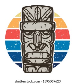 Color design tiki mask for summer surfing season
