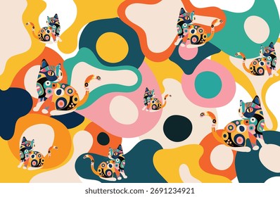 Color Design wallpaper, background and Cat Pattern Designs Vectors