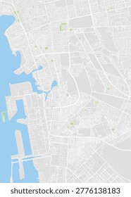 Color detailed plan city map Jeddah lies on the Red Sea coast in the Hijaz region of Saudi Arabia, street road map city, vector illustration