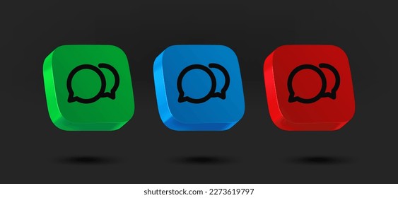 Color dialog icons collection. 3d vector isolated on black background