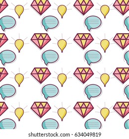 color diamond, chat bubbles and bulb background