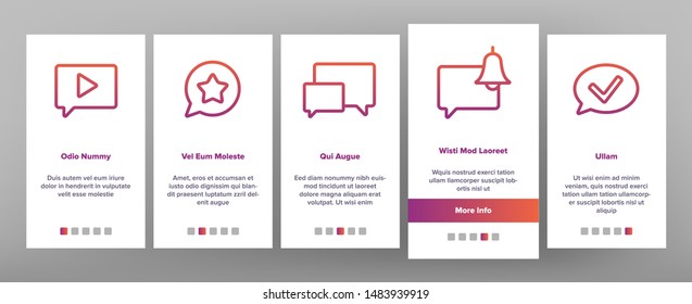 Color Different SMS Message Icons Set Vector Onboarding Mobile App Page Screen. Conversation Service, SMS Message, Notification, Group Chat Assortment Linear Pictograms. Contour Illustrations