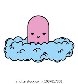 color digital character in graphic cloud scene