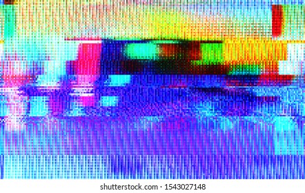 Color Digital Noise Of Damaged Video Signal Of Broken Broadcast. Bug TV. Vector Illustration.