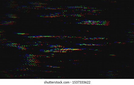 Color digital noise on a dark background. Abstract pixel background glitch texture. Vector illustration.