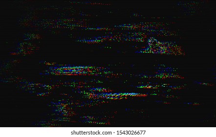 Color digital noise on a dark background. Wallpaper distorted glitch texture. Vector illustration.