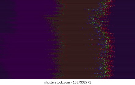 Color digital noise. Wallpaper glitch texture. Image of a faulty satellite television broadcast. Vector illustration.