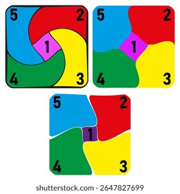 Color digits swirl. Abstract number vector. Center one focus. Vibrant shape mix.