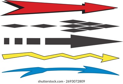 Color Direction Arrows Vector Illustration – Flat Multi Direction Symbols for Navigation and Motion Concepts