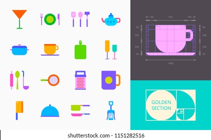 color dishes icons on a white background