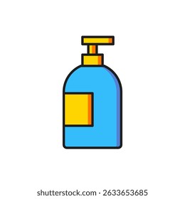 Color Dishwashing liquid bottle icon isolated on white background. Liquid detergent for washing dishes. Flat filled outline style with shadow. Vector