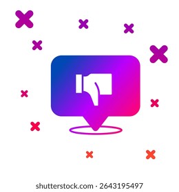 Color Dislike in speech bubble icon isolated on white background. Gradient random dynamic shapes. Vector