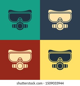 Color Diving mask icon isolated on color background. Extreme sport. Sport equipment. Vintage style drawing. Vector Illustration
