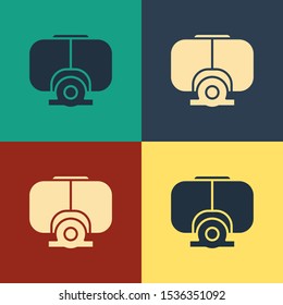 Color Diving mask icon isolated on color background. Extreme sport. Diving underwater equipment. Vintage style drawing. Vector Illustration