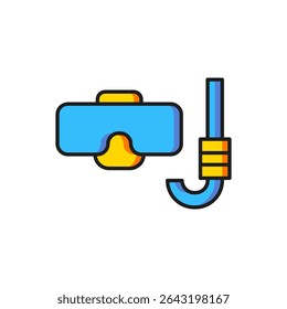 Color Diving mask and snorkel icon isolated on white background. Extreme sport. Diving underwater equipment. Flat filled outline style with shadow. Vector
